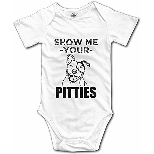Pengshiliu Show Me Your Pitties Pitbull Baby Climbing Short Sleeve Onesie 0-6 Month White