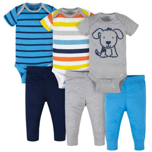 6-Piece Baby Boys Dog Onesies® Brand Bodysuits & Pants Set