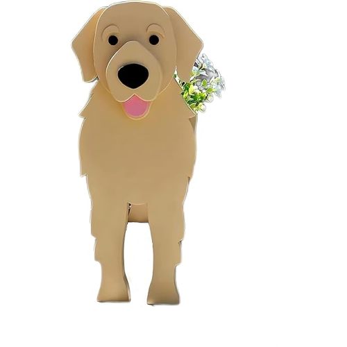 Bamboo's Grocery LoKii Golden Retriever Dog Planter, Cute Dog Plant Pot, Animal Shape Plant Containers, for Outdoor Indoor and Garden Decoration Plants