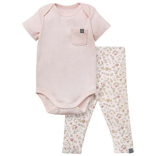 Modern Moments by Gerber Baby Neutral Organic Bodysuit and Legging Outfit Set, Sizes 0/3 Months - 24 Months