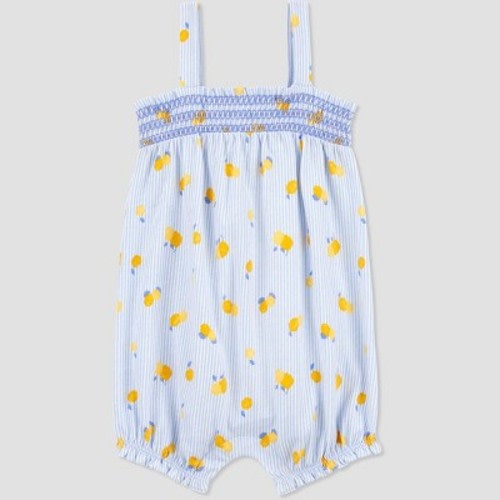 Carter's Just One You® Baby Girls' Striped Lemon Romper - Blue, Size: 9M