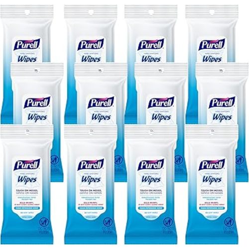 PURELL Hand Sanitizing Wipes, Clean Refreshing Scent, 20 Count Travel Pack (Pack of 12), 9124-12-CMR