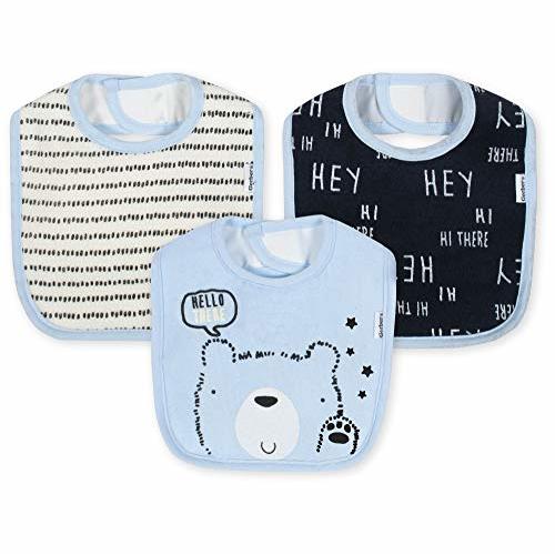 GERBER Baby Boys 3-Pack Dribbler Bib, Hello Bear, One Size