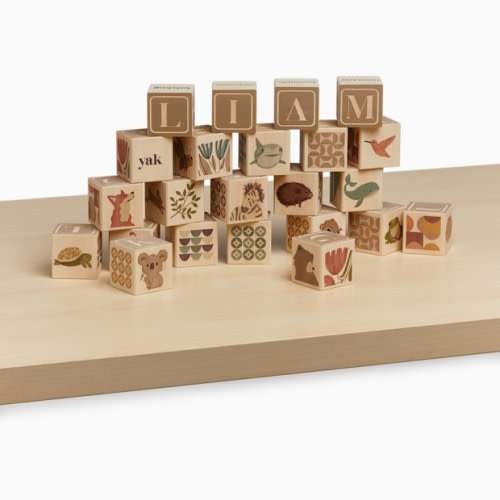 Wooden Alphabet Blocks - Grey
