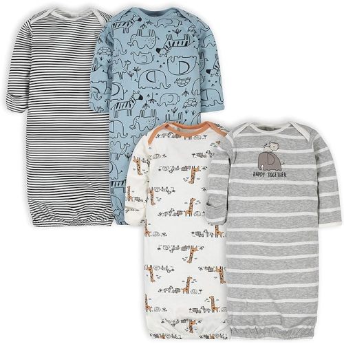 Gerber Baby Boy and Girls 4-Pack Sleeper Gown - 0-6 Months - Jungle Blue