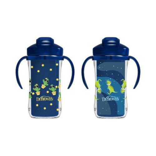 Dr. Brown's 10 fl oz Insulated Straw Cup - Blue - 2pk