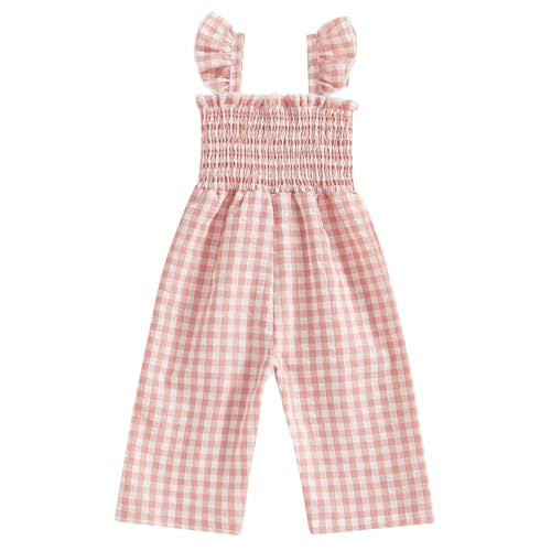 Infant Kids Summer Clothes Toddler Baby Girl Romper Jumpsuit Overall Pants Plaid Sleeveless Ruffle Halter One Piece Outfit