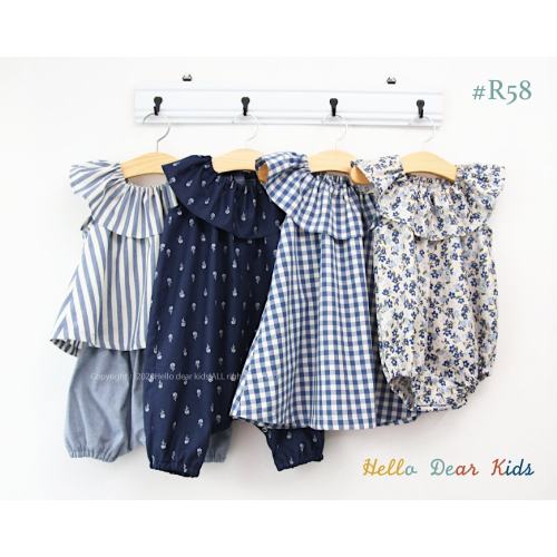 4 Bundle neck frill dress, romper and bloomer/ R58/ Sewing pattern/PDF sewing pattern/Kids sewing pattern pattern/baby sewing pattern/3M~12Y