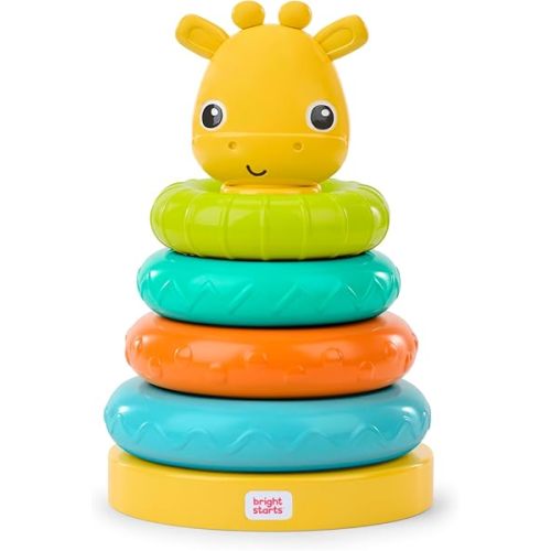 Bright Starts Giraffe Tower Stacking Toy, Multicolor, Unisex, 6 Months+ Baby Stacking Toys and Sensory Toys for Babies