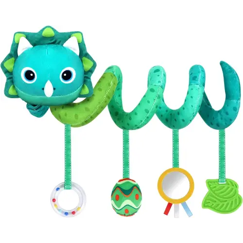 Car Seat Toys for Babies 0-6 Months,Baby Activity Stroller Toy for Newborn 0 3 6 Months,Hanging Rattle Toys for Crib Mobile with Rattles and Squeaker for Babies Infant Boys Girls Gifts-Dinosaur