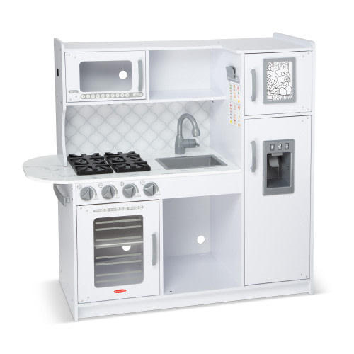 Melissa & Doug FSC Certified Wooden Chef’s Pretend Play Kitchen with Ice Cube Dispenser - White Marble