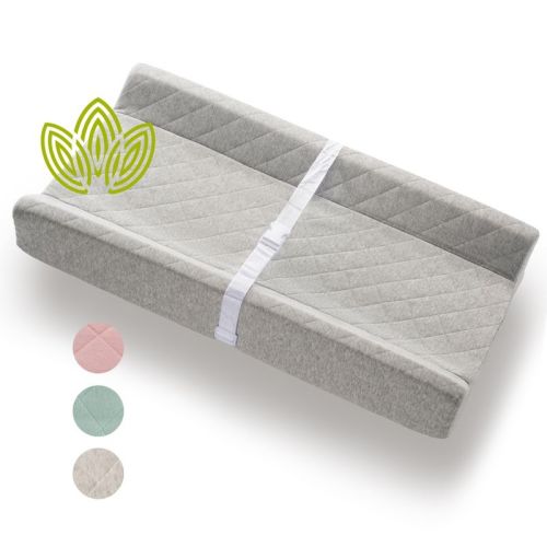 Modera Organic Cotton Contoured Baby Changing Pad w/ Waterproof Foam Mattress, Includes Soft Removable & Washable Cover, Safety Strap, Non-Slip Bottom