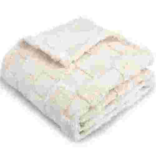 3D Gingham Fleece Baby Blanket for Girls Boys Chessboard Grid Warmer Comfort Reversible Shaggy Cozy Decor for Home Bed Blanket for Toddlers 30 x 40 Inches,Cream