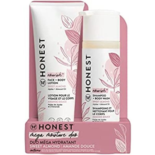 The Honest Company 2-in-1 Cleansing Shampoo + Body Wash and Face + Body Lotion Bundle | Gentle for Baby | Naturally Derived | Sweet Almond Nourish, 18.5 fl oz