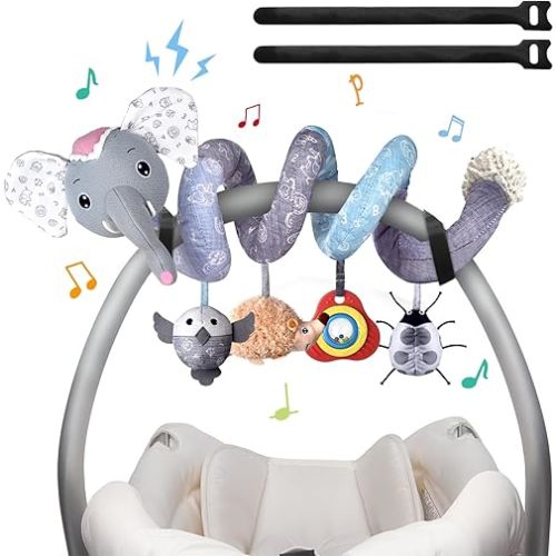 MONSTIME Car Seat Toys Newborn Toys, Stroller Toys Baby Toys 0-3 Months Infant Toys, Baby Toys for Carseat Stroller Crib, Baby Toys for 0 3 6 9 12 Babies Boys Girls Enfants(Elephant)