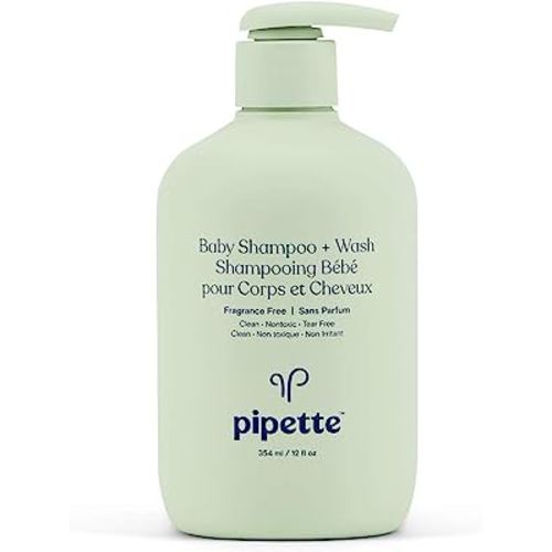 Pipette Baby Shampoo and Body Wash, 11.8 Oz (Pack of 1) | Fragrance Free, Tear-Free Bath Time, Hypoallergenic, Moisturizing | Plant-Derived Squalane | New Formula