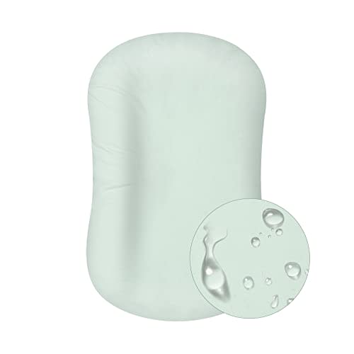 MEXXI Organic Waterproof Baby Lounger Cover | 100% Organic Cotton Hypoallergenic and Breathable Organic Cotton Baby Nest Cover (Cover Only) (Pistachio Green, Waterproof)