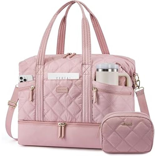 LOVEVOOK Travel Duffle Bag, Lightweight Weekender Bags for Women with Shoe Compartment,40L Puffer Gym Bag Personal Item Travel Bag,Carry On Overnight Bags and Hospital Bag for Labor and Delivery