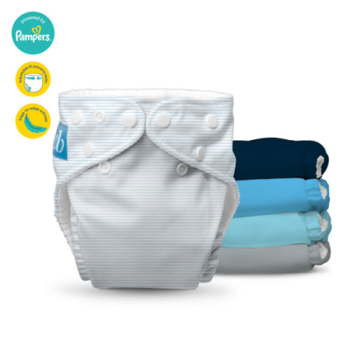 Pack of 5 Reusable Cloth Diapers One Size- pastel blue