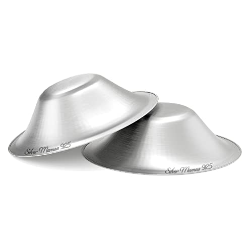 Silver Mamas Nursing Cups for Nursing Newborn, Silver Nipple Covers Breastfeeding, 925 Silver Nursing Shields, Healing Cups, Newborn Essentials Must Haves, Soothe Sore and Cracked Nipples (Large)