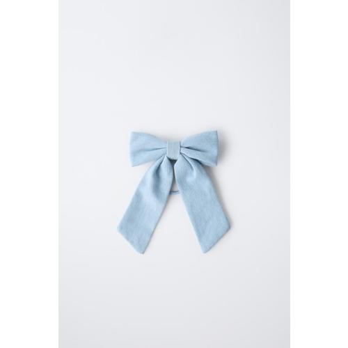 DENIM BOW BOBBY PIN HAIR TIE