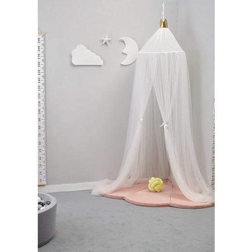 Princess Canopy for Girls Bed,Kids Bed Canopy,Princess Hanging Mosquito Net for Baby Crib Nook Castle Nursery for Kid's Room Decor (White)