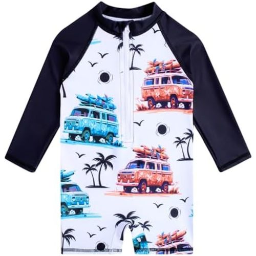 Funnycokid Baby Boys Girls Swimsuit Rash Guard One Piece Toddler Bathing Suit Swimwear Sunsuit UPF 50+ 6-36 Months