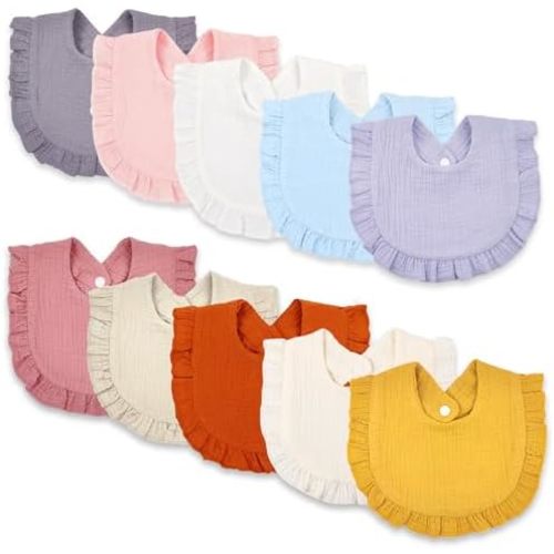 Baby Bibs Muslin Bibs for Baby Girl Boy for Drooling and Teething 10 Pack