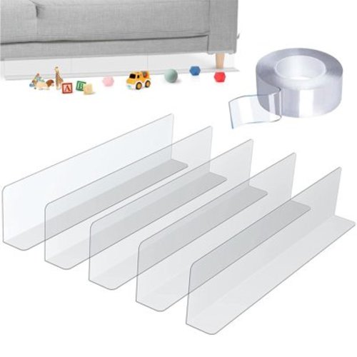 5 Pack Toy Blockers for Furniture,Clear Blocking Board Under Furniture,Adjustable Under Bed Blocker for Sofa with Strong Adhesive,Pet Baffle Board for Going Under Couch Sofa Bed (40 * 4 * 12CM)