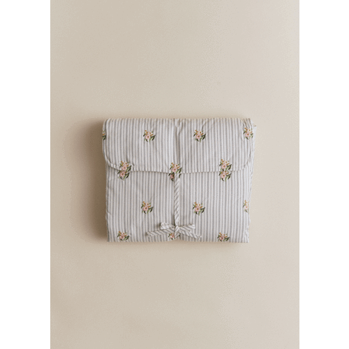 Changing Pad Cover - Striped Floral Embroidery