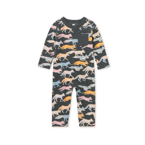 Little Boy Long Sleeve Pocket Baby Romper Onepiece |Tea Collection