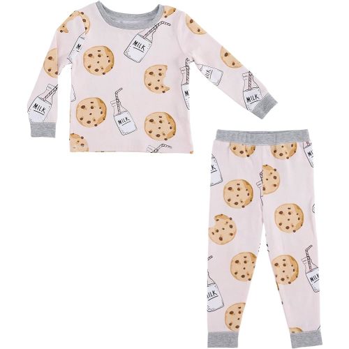 Mud Pie Baby Girls' Milk and Cookies Pajama Set, Pink
