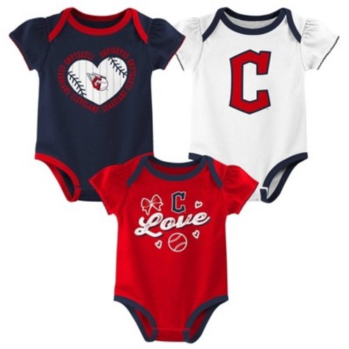 MLB Cleveland Guardians Infant Girls' 3pk Bodysuit, Size: 6-9M
