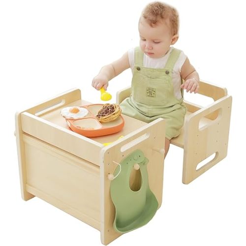Montessori Weaning Table and Chair Set - Adjustable Design for Toddlers, Ideal for Mealtime, Learning, and Play