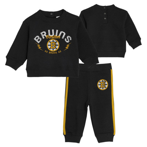 Bruins Newborn Fleece Crew/Pant set 6-9M