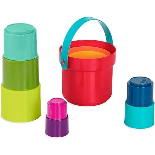 Battat – Stacking Toy – Educational & Dexterity Toy – Nesting Cup Playset – Water & Beach Toys – 18 Months + – Stack Up Cups, Medium, 10 pieces set