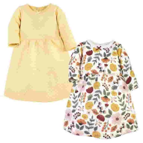 Hudson Baby Infant and Toddler Girl Cotton Dresses, Fall Botanical, 12-18 Months
