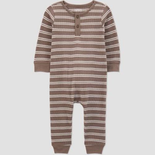 Carter's Just One You® Baby Boys' Striped Long Sleeve Romper - White/Brown