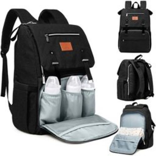 KeaBabies Explorer Diaper Bag Backpack, Large Diaper Bags for Girl, Boy, Baby Diaper Backpack with Changing Pad (Trendy Black)