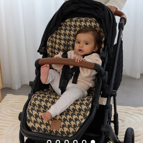 Black Houndstooth Universal Linen Pram Liner