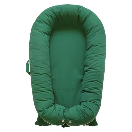 CooCooBaby Deluxe Infant Lounger, Baby Nest Cover for Baby Girls & Boys, Newborn Essentials for Baby 0-12 Months, 100% Cotton, Portable Travel Bed (Forest)