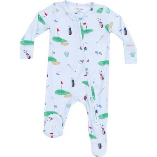 2 Way Zipper Footie - Golf Things, Blue - Angel Dear | Maisonette