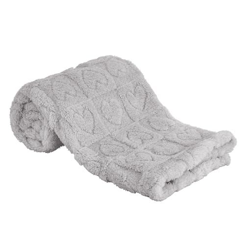 Yurhap Fleece Baby Blanket Heart Checkered, Ultra Soft Cozy Baby Blankets for Boys Girls, Fluffy Infant Toddler Newborn Receiving Gifts for Crib Stroller 30"x40" (Silver Grey)