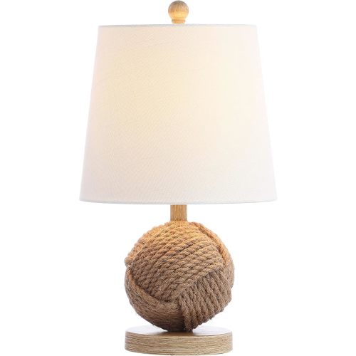 JONATHAN Y JYL6500A Monkey Fist 18" Rope Ball LED Table Lamp Coastal Cottage Industrial Bedside Desk Nightstand Lamp for Bedroom Living Room Office College Bookcase LED Bulb Included, Natural