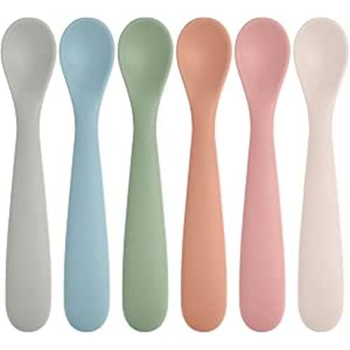 6 Pack Silicone Baby Spoons, Baby Spoons Self Feeding 6 Months+, BPA Free, Soft Tip Baby Utensils Feeding Spoon, Baby Led Weaning Supplies, Dishwasher and Boil Safe