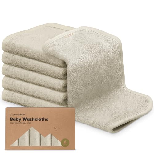 6-Pack Baby Washcloths - Soft Viscose Derived from Bamboo Washcloth, Baby Wash Cloths, Baby Wash Cloth for Newborn, Kids, Bath Baby Towels, Face Towel, Face Cloths for Washing Face(Stone)