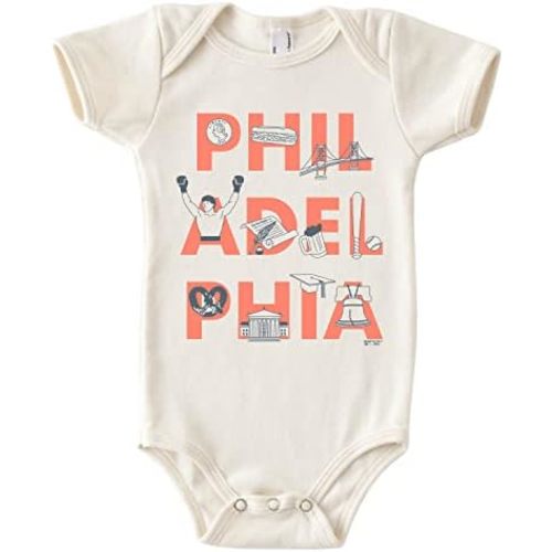 MAPTOTE Font One Piece-Unisex Baby Organic Cotton Short Sleeve Bodysuits-Various Sizes 3-18 Months-City Specific-Made in USA