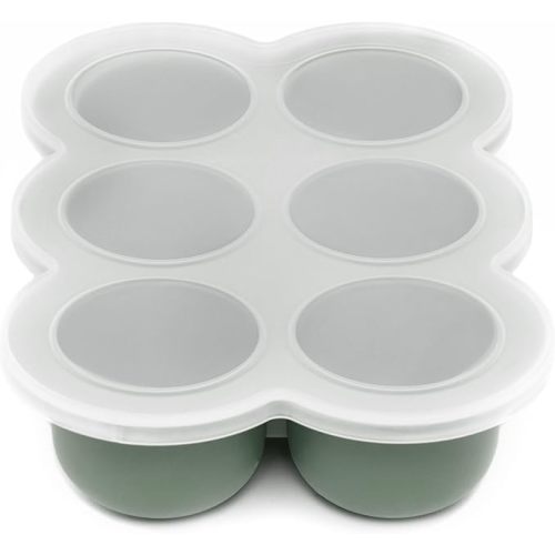 WeeSprout Silicone Baby Food Freezer Tray with Clip-on Lid - Perfect Storage Container for Homemade Baby Food, Vegetable & Fruit Purees, and Breast Milk (Matte Green, Six 3 Ounce Sections)