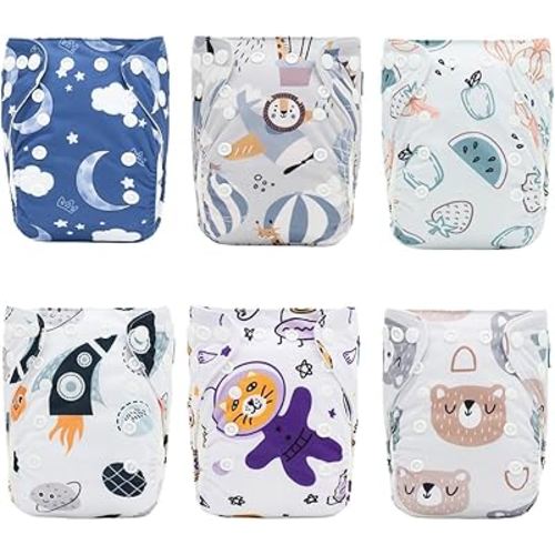 ALVABABY Newborn Cloth Diapers for Less Than 12 Pounds Boys Girls Reusable Adjustable Cloth Diaper Nappy 6 Pakcs Pocket with 12 Inserts 6SVB118-CA