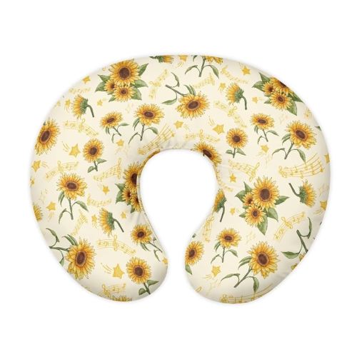 Music Sunflower Nursing Pillow Cover Breast Feeding Pillow Support Positioner Lounger Slipcover for Baby Boy Girl Newborn Infant